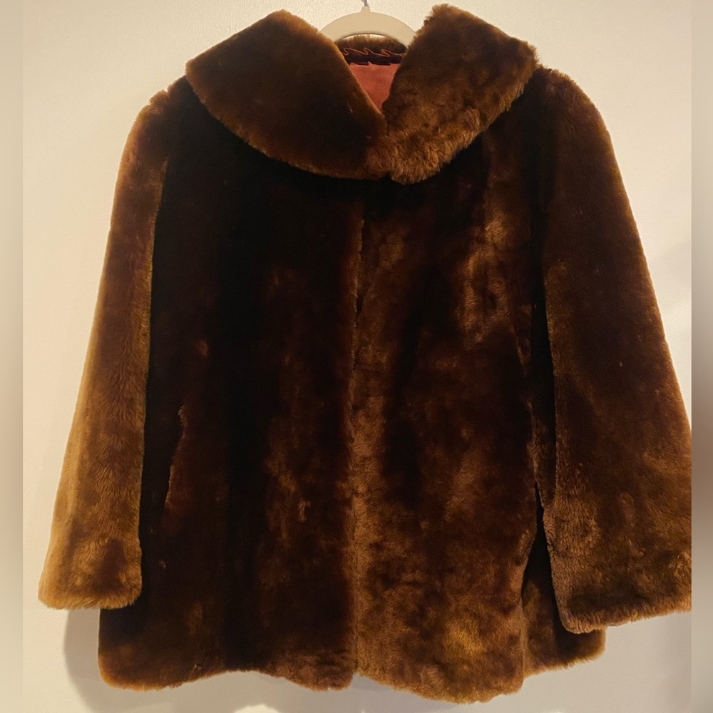 Vintage Brown Fur Cape-like Coat